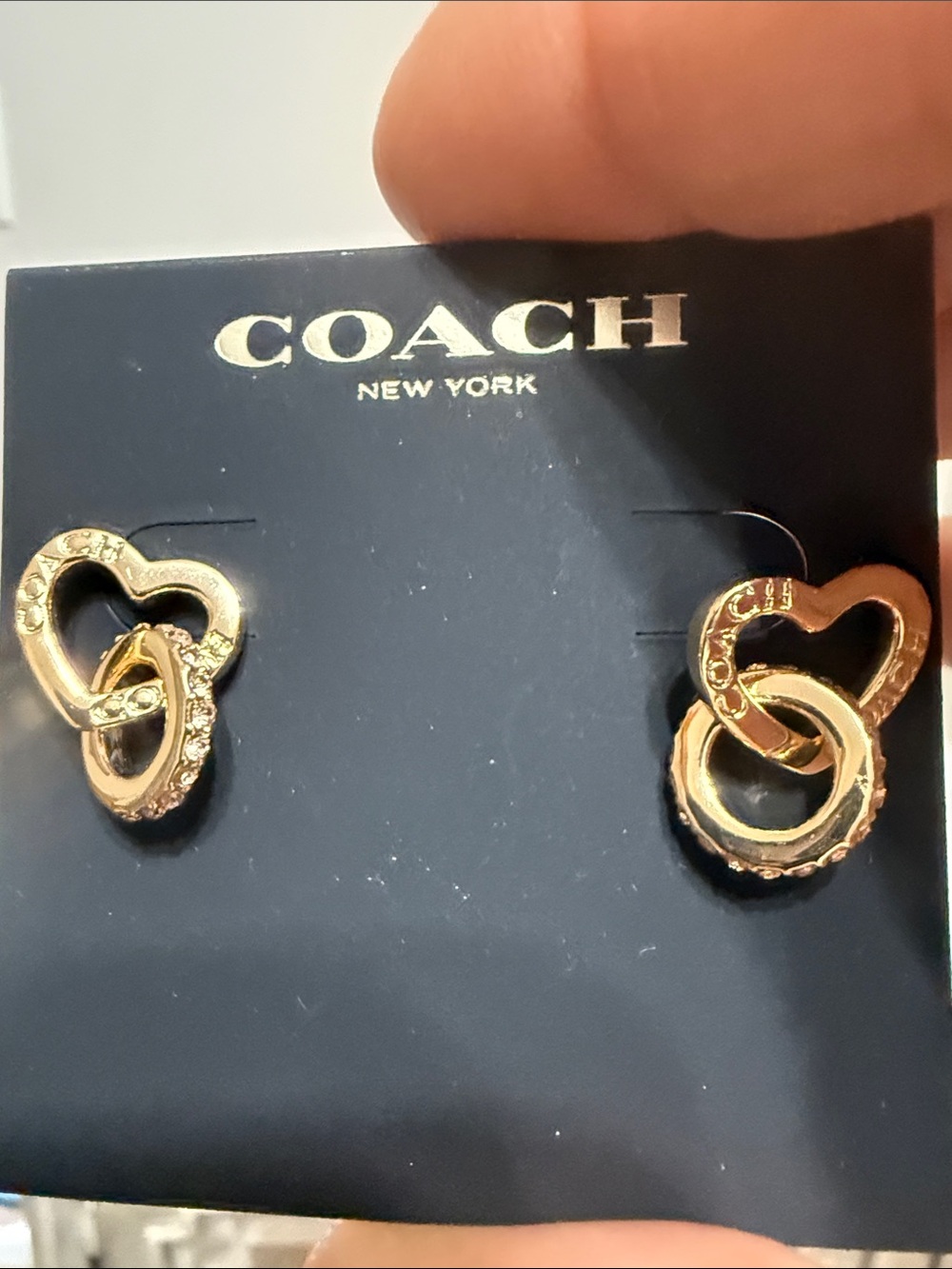 Coach Gold Heart Hoop Stud Earrings - Picture 2 of 3